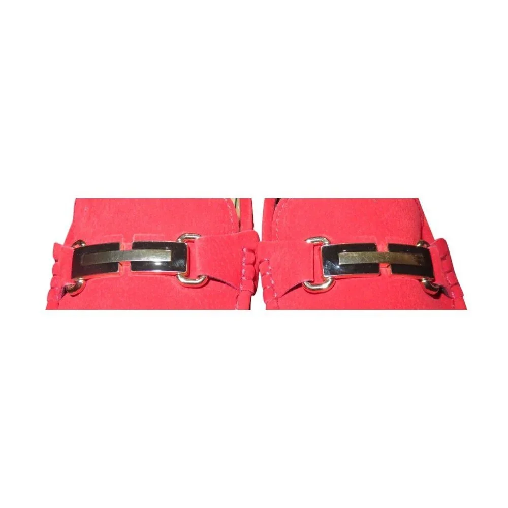 Royal Red Suede Leather Driving Loafers Moccasins size 46 or US 12